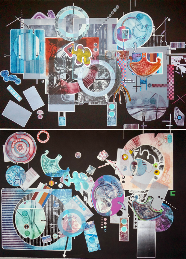 Time Capsule - Art work in etching, collagraph, litho and mixed media on paper by Kirsten Mortimer